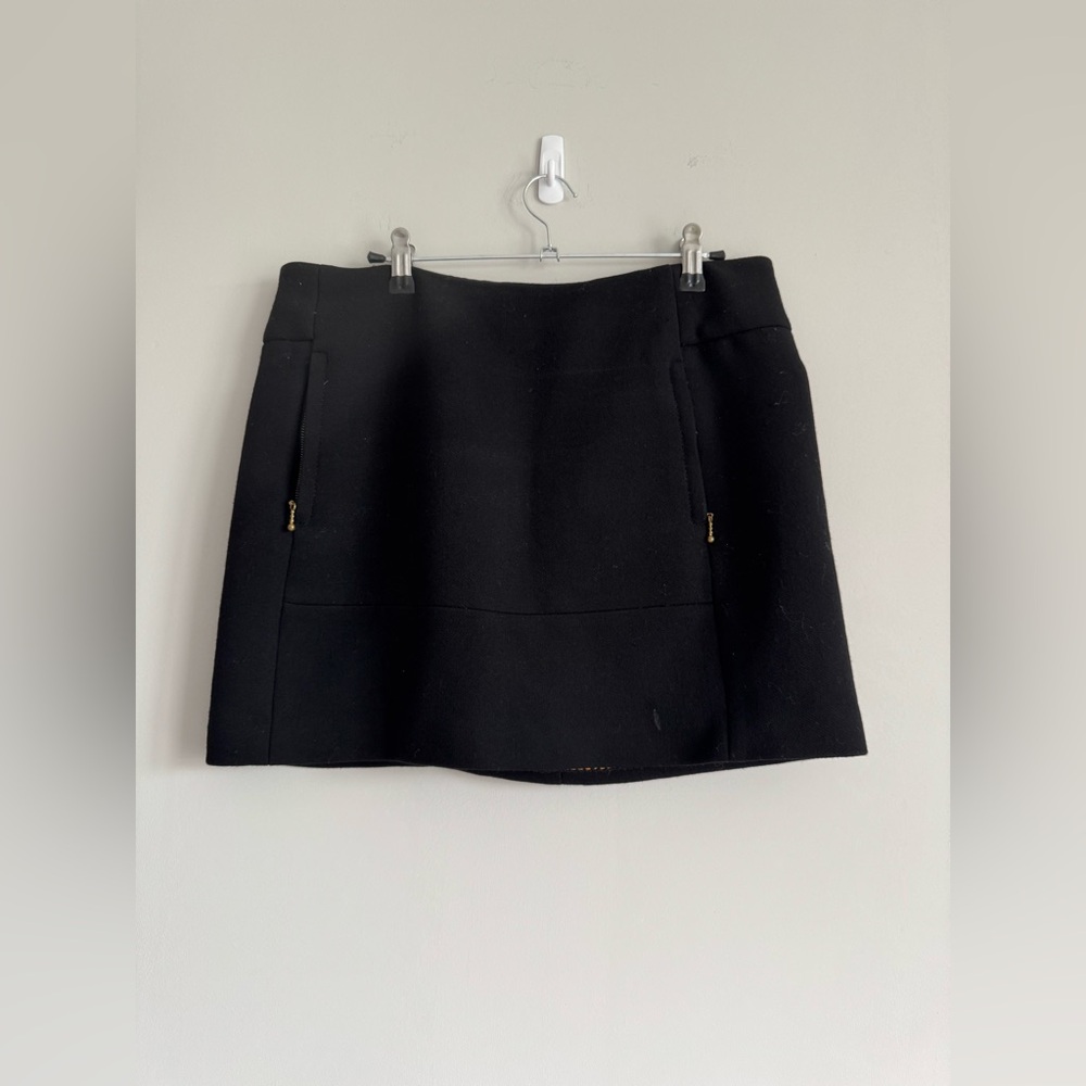 Leifsdottir Black Wool Formal Pencil Elegant Zip Up Mini Skirt